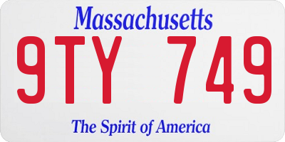 MA license plate 9TY749
