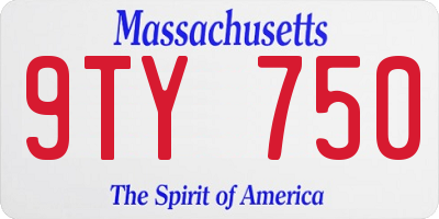 MA license plate 9TY750