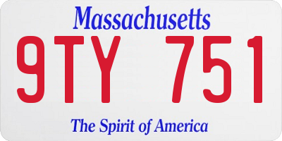 MA license plate 9TY751