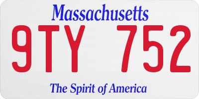 MA license plate 9TY752