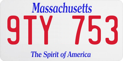 MA license plate 9TY753