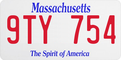 MA license plate 9TY754