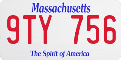 MA license plate 9TY756