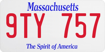 MA license plate 9TY757