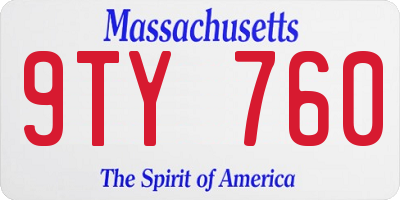 MA license plate 9TY760
