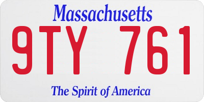 MA license plate 9TY761