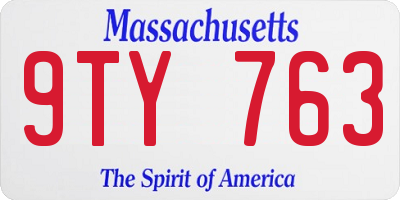 MA license plate 9TY763
