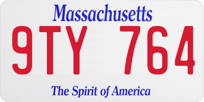 MA license plate 9TY764