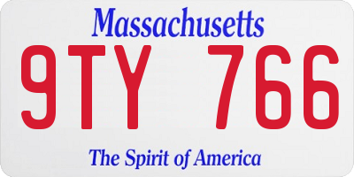 MA license plate 9TY766
