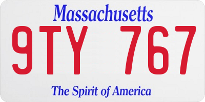 MA license plate 9TY767