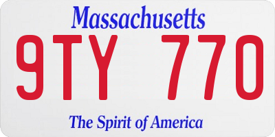 MA license plate 9TY770