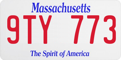 MA license plate 9TY773