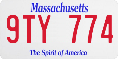 MA license plate 9TY774