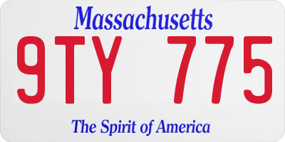 MA license plate 9TY775