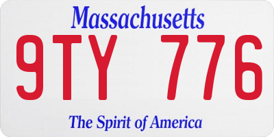 MA license plate 9TY776