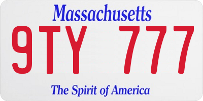 MA license plate 9TY777