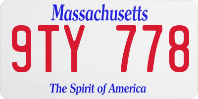 MA license plate 9TY778
