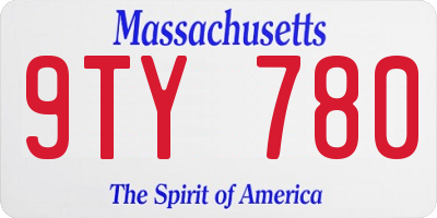 MA license plate 9TY780