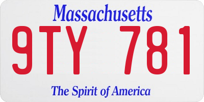 MA license plate 9TY781