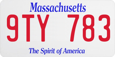MA license plate 9TY783