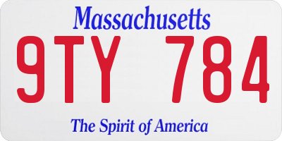 MA license plate 9TY784