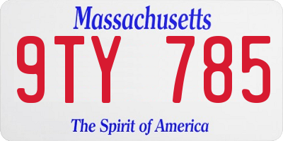 MA license plate 9TY785