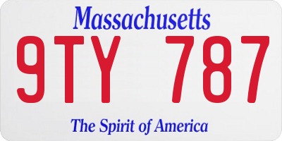 MA license plate 9TY787