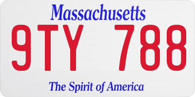 MA license plate 9TY788