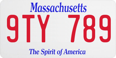 MA license plate 9TY789