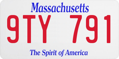MA license plate 9TY791