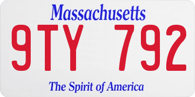 MA license plate 9TY792