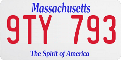 MA license plate 9TY793