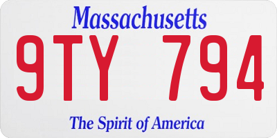 MA license plate 9TY794