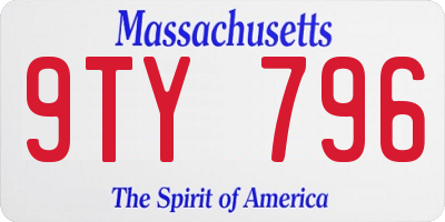 MA license plate 9TY796