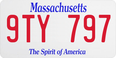 MA license plate 9TY797