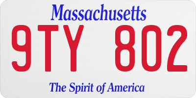 MA license plate 9TY802