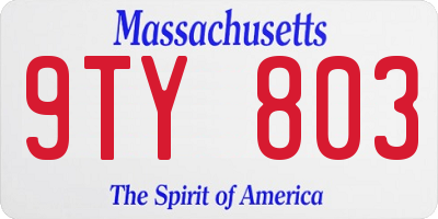 MA license plate 9TY803