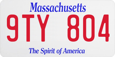 MA license plate 9TY804
