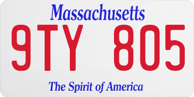 MA license plate 9TY805
