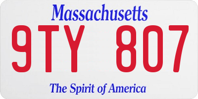 MA license plate 9TY807