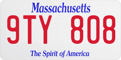 MA license plate 9TY808