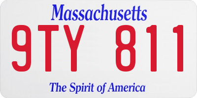MA license plate 9TY811