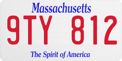 MA license plate 9TY812