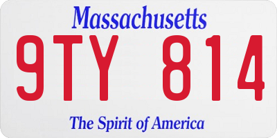 MA license plate 9TY814