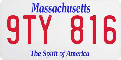 MA license plate 9TY816