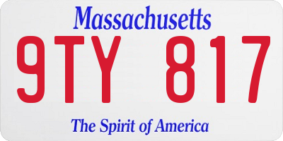 MA license plate 9TY817