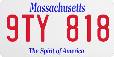 MA license plate 9TY818