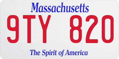 MA license plate 9TY820