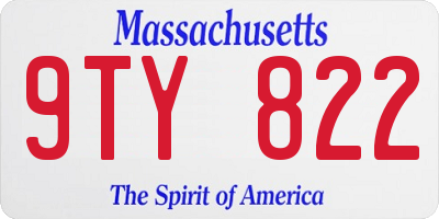 MA license plate 9TY822