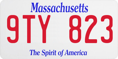 MA license plate 9TY823